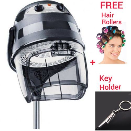 Electric Standing Hood Salon Hair Dresser Dryer + Free Hair Rollers + Key Holder