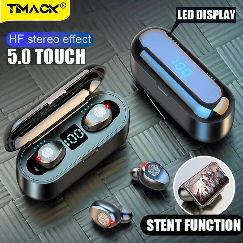 Fingerprint Touch F9 Bluetooth Wireless Earphone With 2000mAh Battery Headset