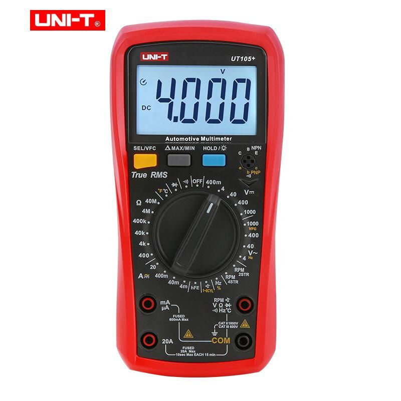 UNI-T UT105 Plus Automobile Multimeter True RMS Auto Range Voltage Current Frequency Temperature Tester