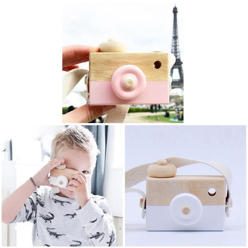 Wooden Mini Camera Toy With Neck Strap