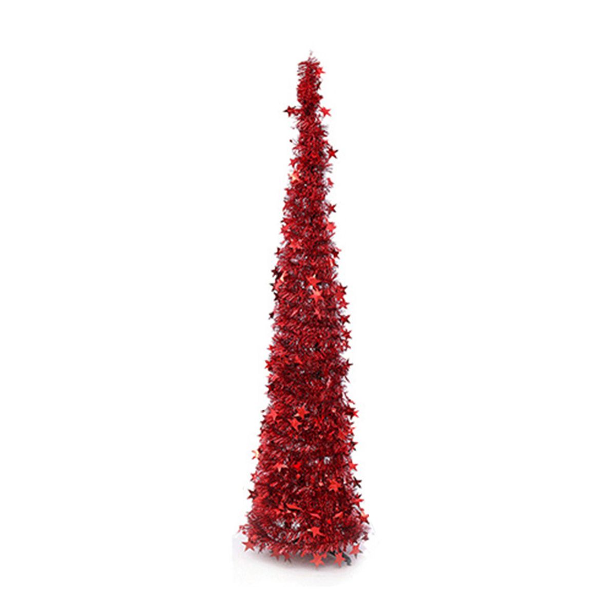 Christmas Tinsel Tree With Stars Collapsible Colorful Sequin