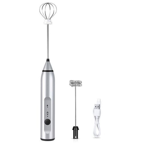 Handheld USB Electric Milk Frother, Whisk Tea Blender Silver