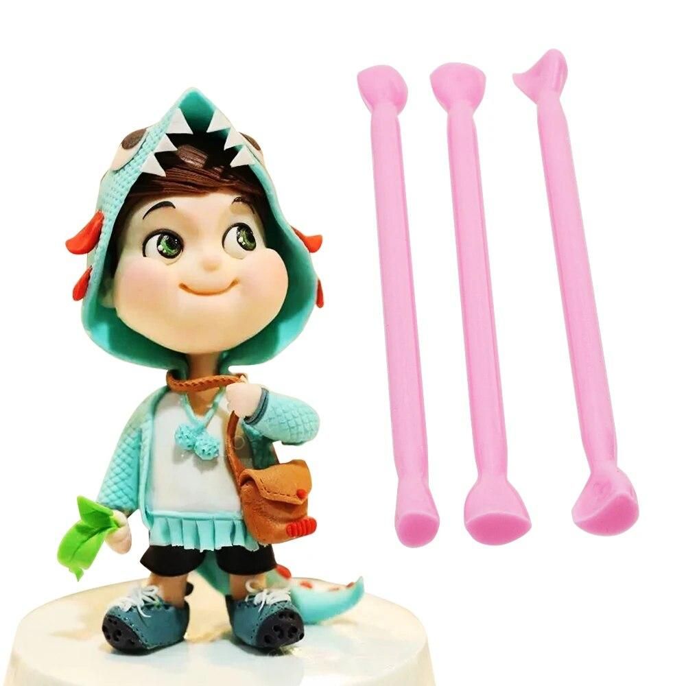 Cake Decorating Mould 3pcs/set Sugarcraft Fondant Mold Plastic Fondant Cutter Cake Mold Stamper Printing Carving Tools