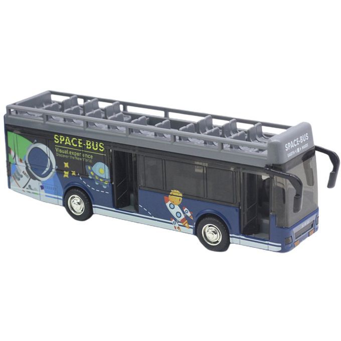 Bus Toy Open Top Acousto-Optic Effect Mini Double-Deep Blue