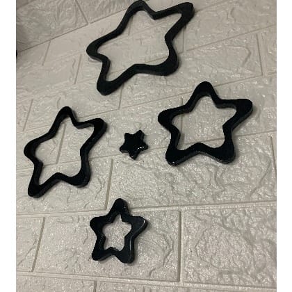 3d Indoors Studio Decor Star Wall Stickers - 5 Pieces  - Black