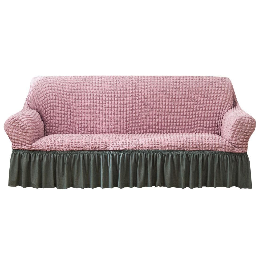 Luxury Fabric Sofa Slipcover Non-Slip All Seasons For 4 Seats-Pink