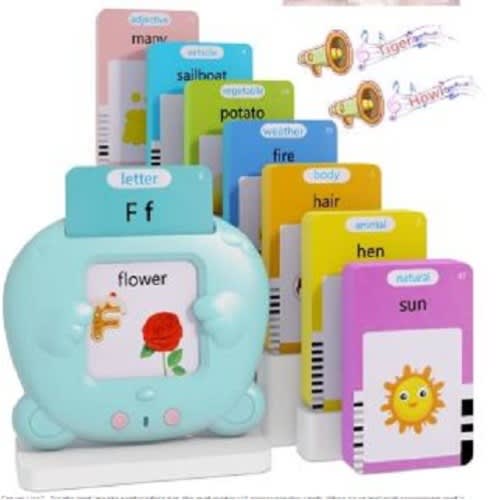 Kids Talking Flash Cards Pocket Vocab For 2-8 Years Early Learning - Rechargeable - Blue
