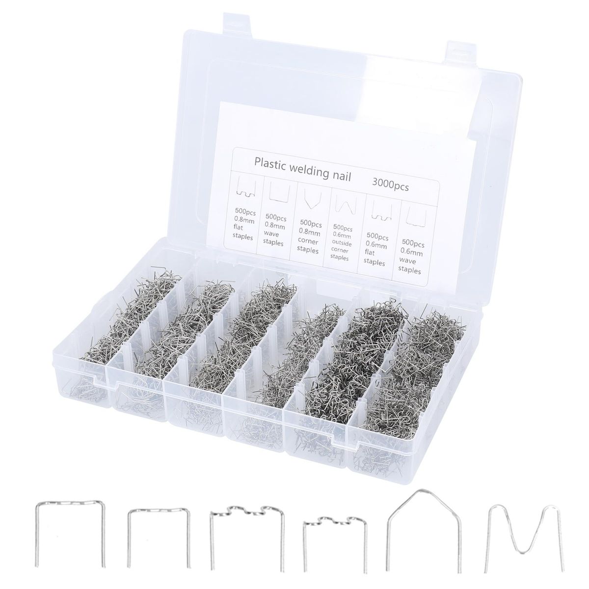 Car Bumpers Welding Wire for Plastics Welding Machine Plastics Welders Studs Plastics Appearance Repairing Machine Staple Kit Mending Repairing Standard Pre Cut Staple Set