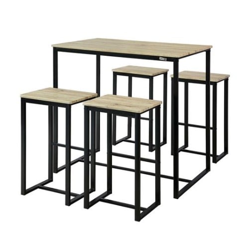 Sobuy Bar Set-1 Bar Table And 4 Stools, Home Kitchen Breakfast Bar Set Furniture