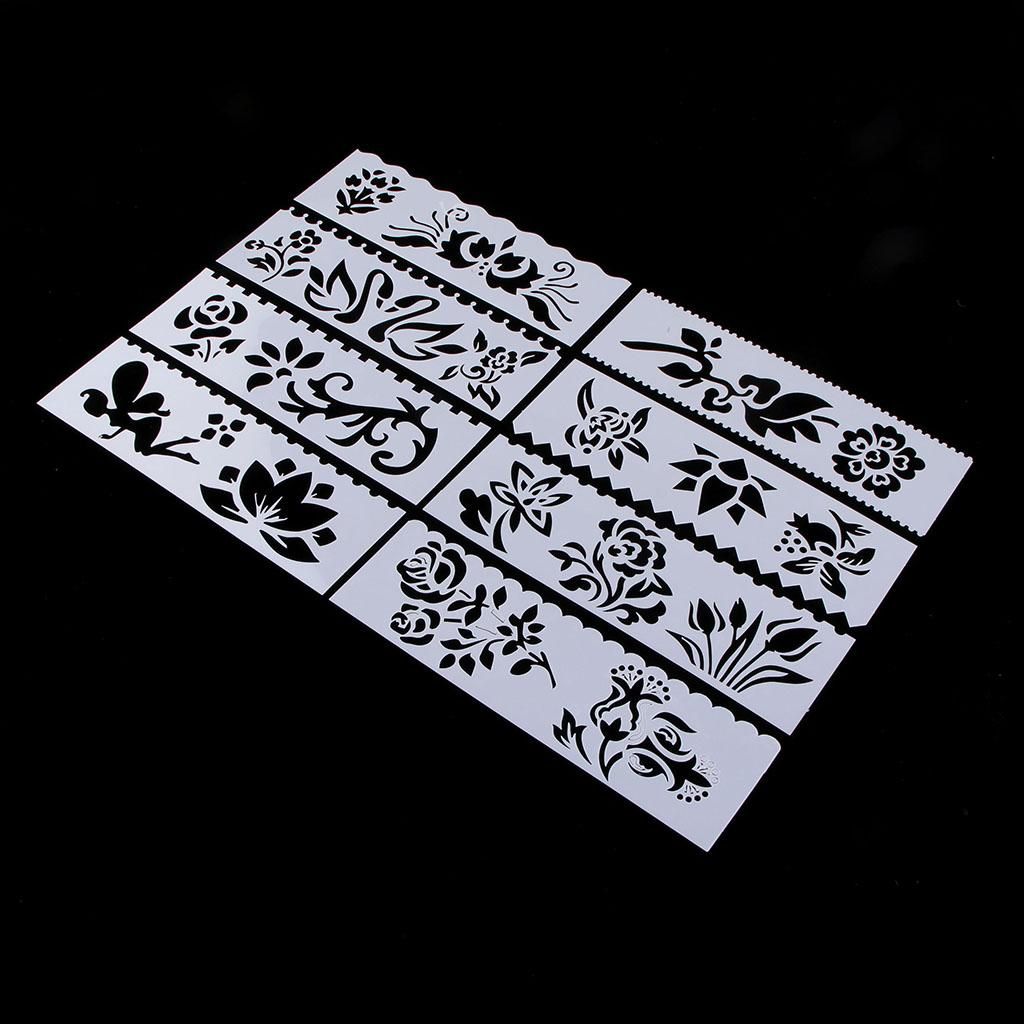 8pcs Plastic Drawing Stencil Painting Templates For Studio Flowers
