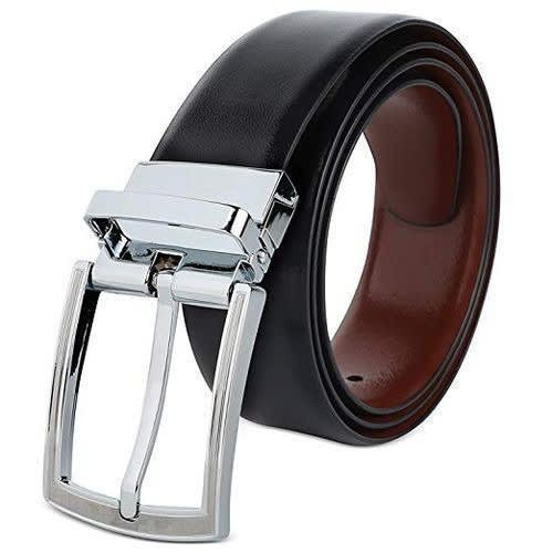 Double Sided Reversible Men Leather Belt - Black-brown