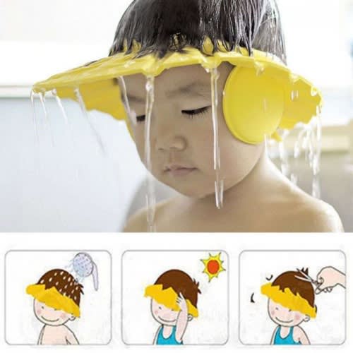Product / Adjustable Kids And Baby Shower Cap With Ear Cover - Yellow