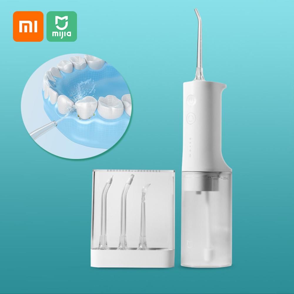 Xiaomi Mijia Oral Irrigator Portable Water Dental Flosser Water Jet Cleaning Tooth Toothpick Mouthpiece Denture Cleaner Teeth Brush 2200mAh USB Rechargeable 200ml Water Tank