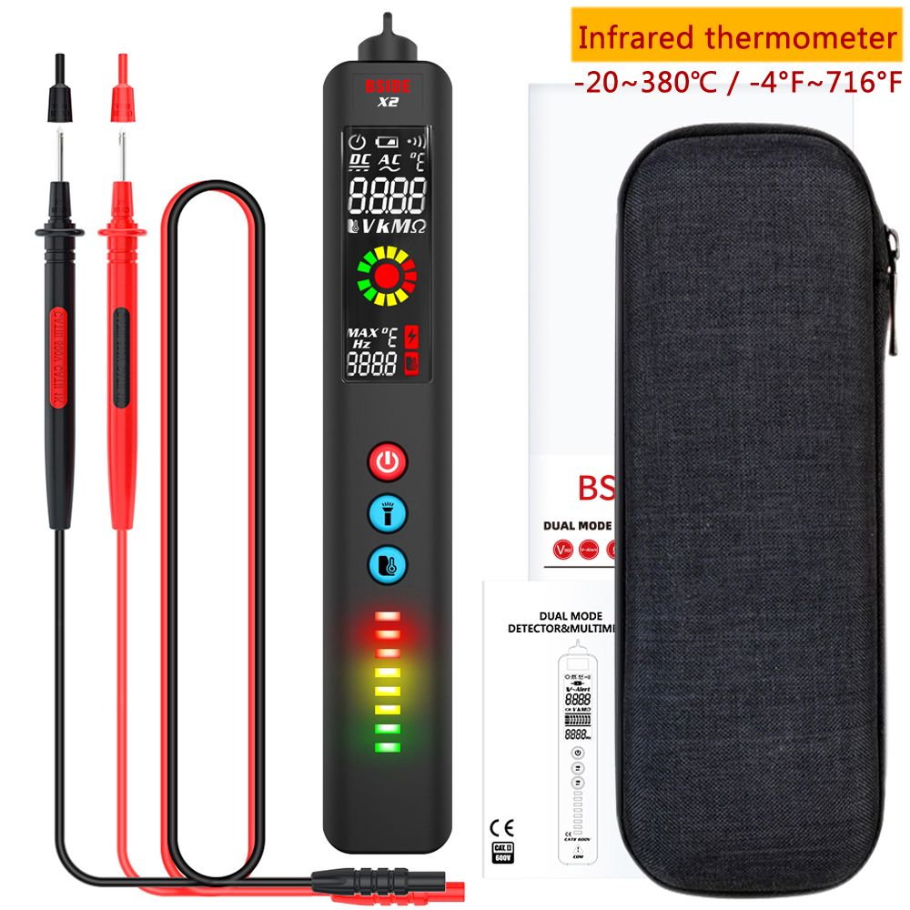 Voltage Detector Tester X2 Smart Digital Multimeter Non-Contact Lnfrared Thermometer EBTN Display Live Wire NCV Test Pencil