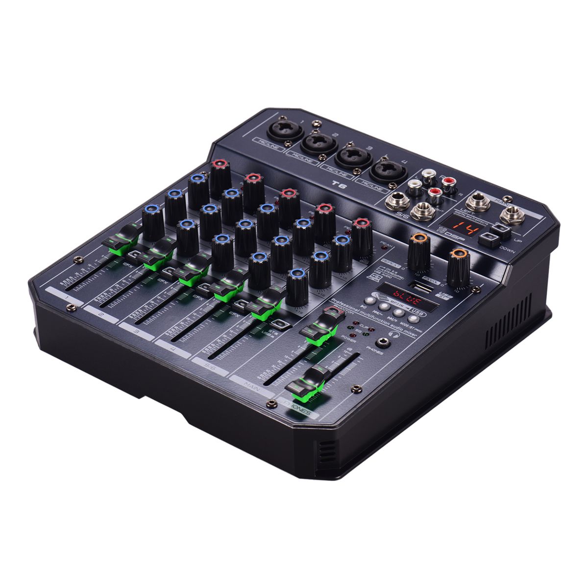 T6 Portable 6-Channel Sound Card Mixing Console Audio Mixer