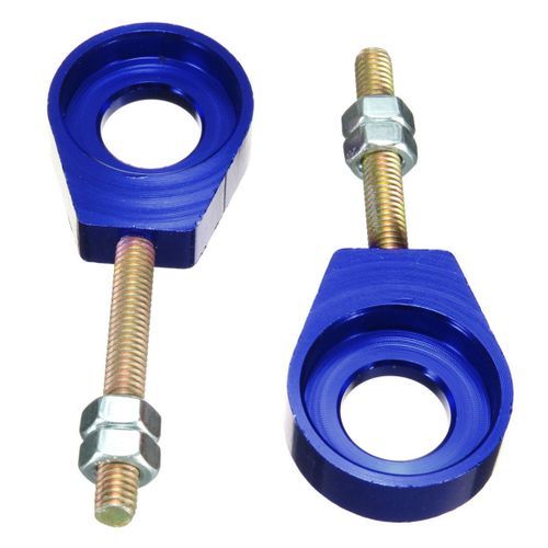 2x 15mm Wheel Axle Tensioners Chain Adjusters All Blue (blue