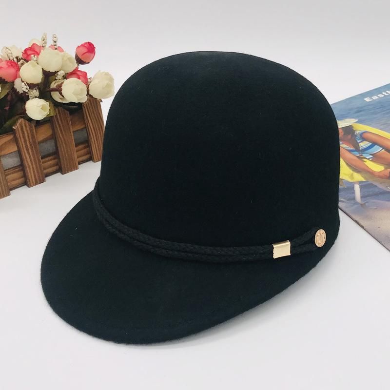Japanese  short belt buckle wool equestrian hat retro everything British style knight hat wool felt cap cap women