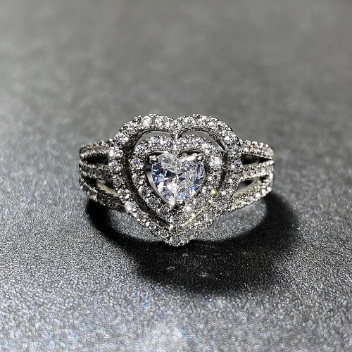 Double Row ZirconEngagement Ring