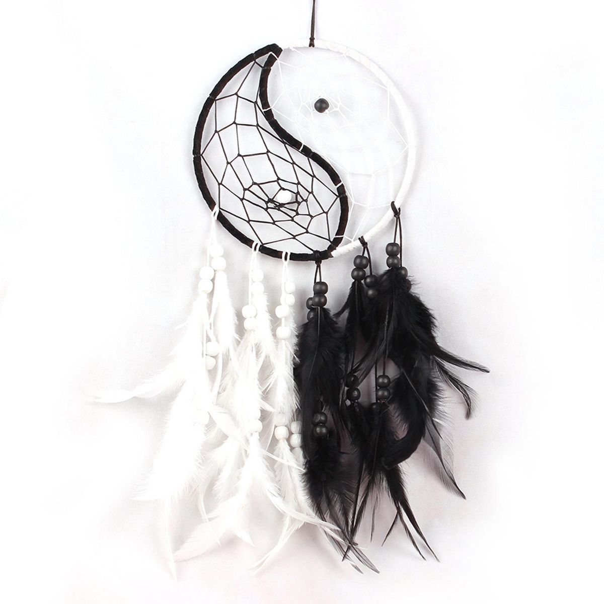 Good Dreams Dream Catcher Yin Yang Dream Catcher Handcrafted Feather Black White