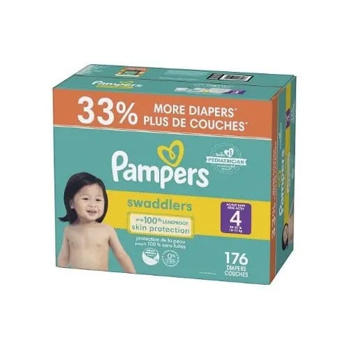 Pampers Swaddlers Active Baby Diaper - Size 4 - 176 Diapers