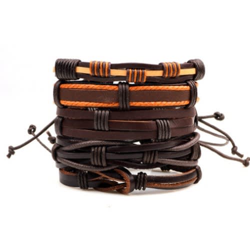 Unisex Leather Bracelets - Set Of 5