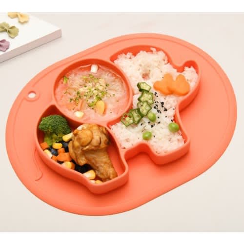 Baby Silicone Suction Placemat Plate - Orange