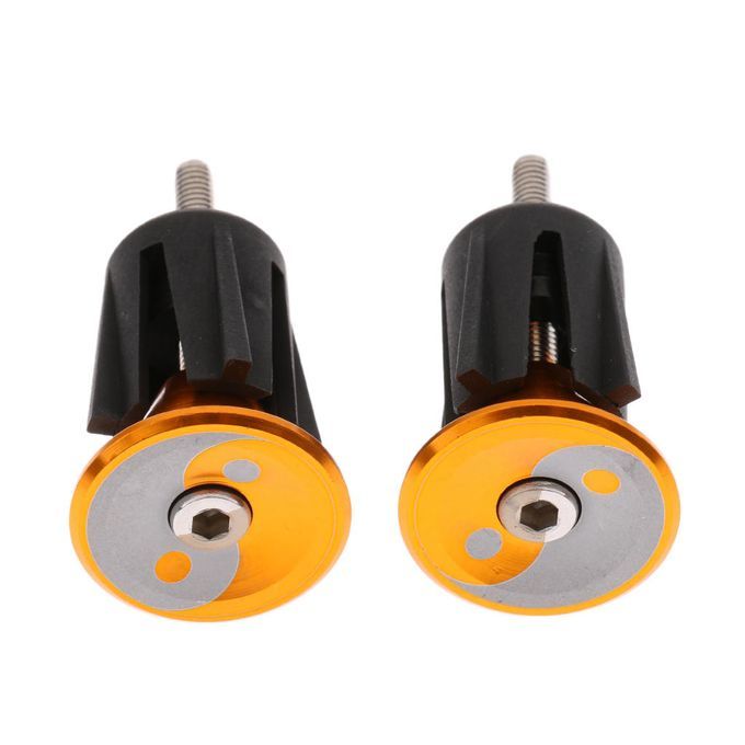 1 Pair MTB Road Bike Aluminum Alloy Grips Handlebar Bar End Plugs Gold