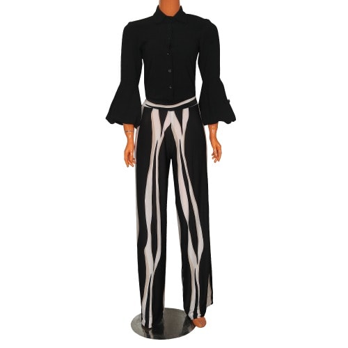 Palazo Stripes Trouser- Cream & Black