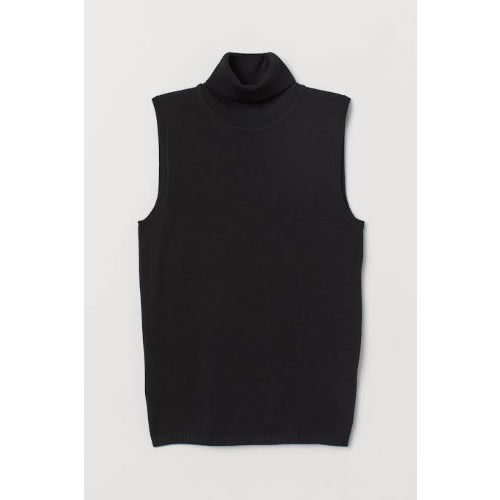 Black Sleeveless Turtleneck Top
