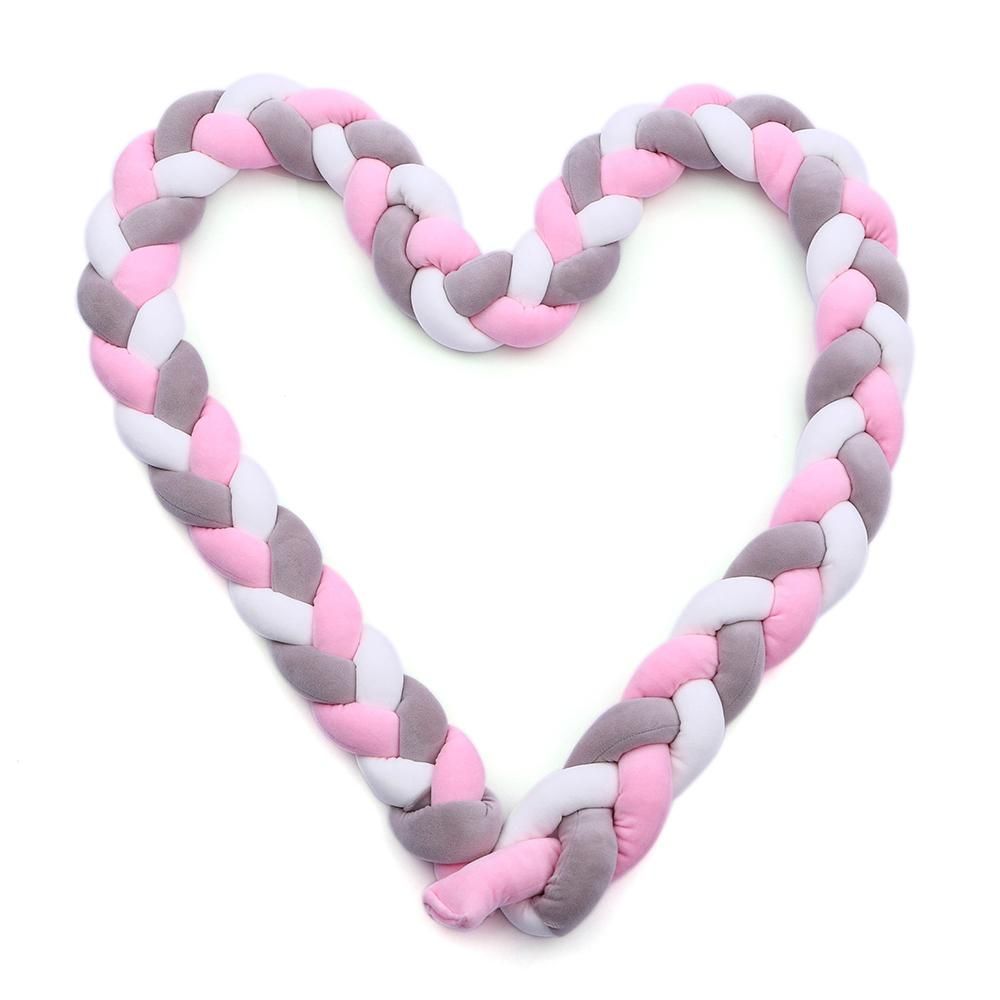 Baby Crib Bumper Knotted Braided Bumper Handmade Soft Knot Pillow Pad Cushion Nursery Cradle Decor Newborn Gift Crib Protector Cotton 75cm/29.5in- 3 Strands with Mixing Color