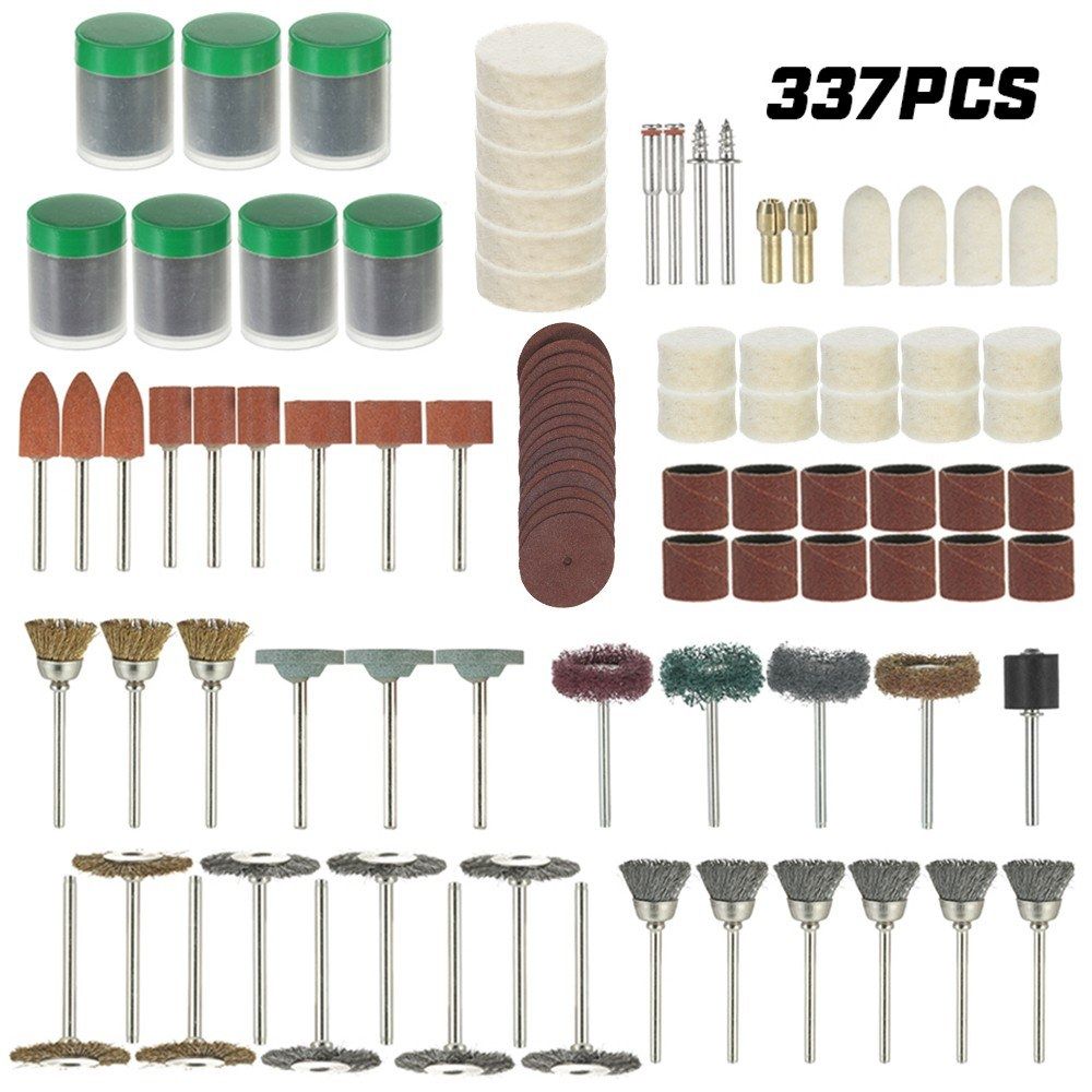 337PCS 1/8'' Shank Rotary Tool Accessories Set Sanding