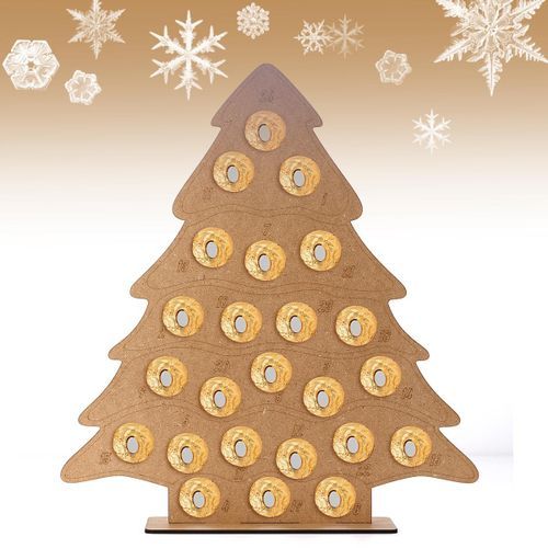 MDF Christmas Tree Wooden Advent Calendar Fits 24 Chocola