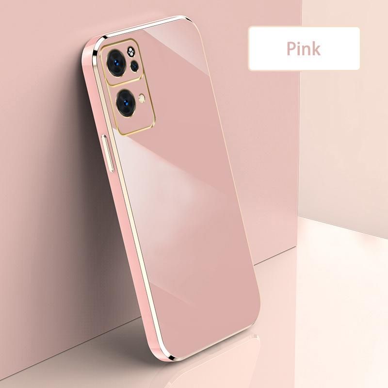 Ultra Thin Plating Phone Case for OPPO Reno7 Pro 5G Lens Protection soft Phone Back Cover-Pink