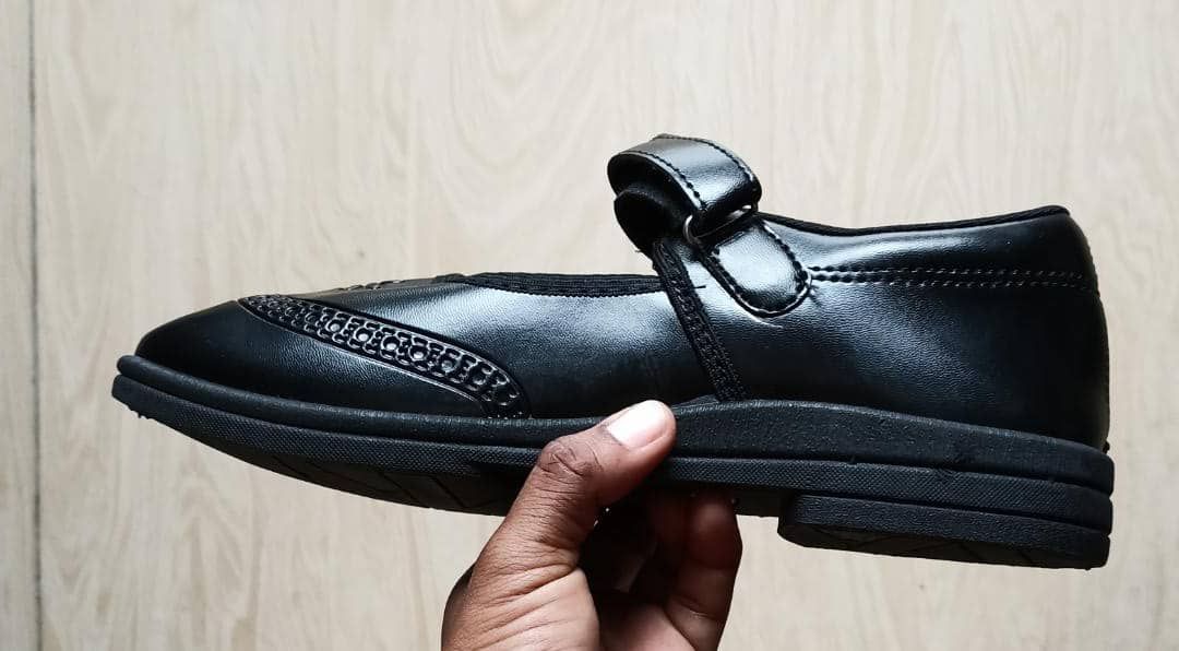 Back To School Girls Children School Shoe - Black (With Socks)