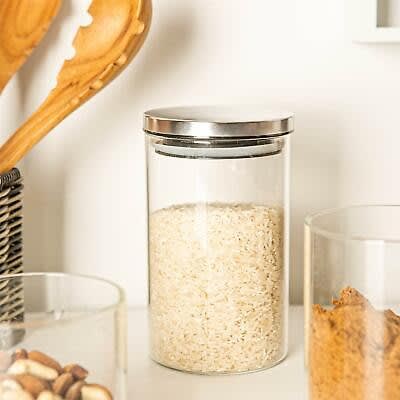 Borosilicate Glass Cylindrical Jar - 1 Pcs - 300ml With Silver Lid