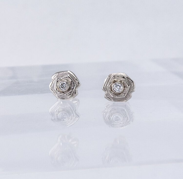 Elensan Jewelry Silver Rosette Earrings