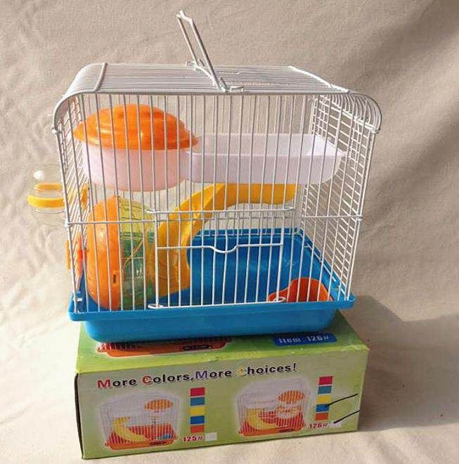 Hamster Gerbil Rat Mouse Small Pet Cage 2 Floor Storey Wheel House Water Bottle