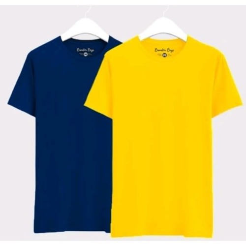 Round Neck T-shirt For Men - Set Of 2 - Yellow/blue