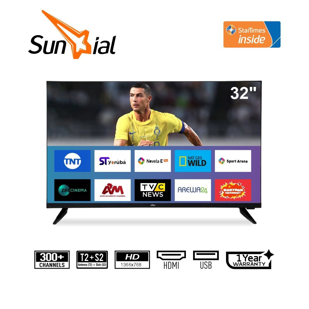 LED 32" TV WITH INBUILT COMBO DECODER - BLACK