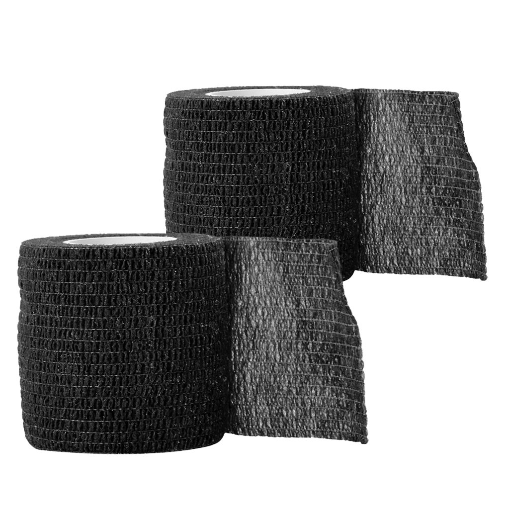 2 Black Selfadhesive Elastic Bandage 45m Tattoo Grip Tube Cover