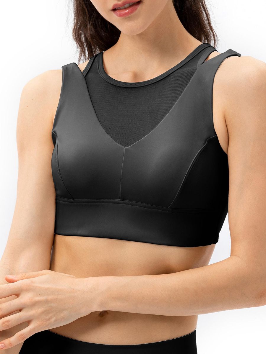 Women Yoga Bra Mesh Hollow out Wirefree Workout Jogging Casual Vest