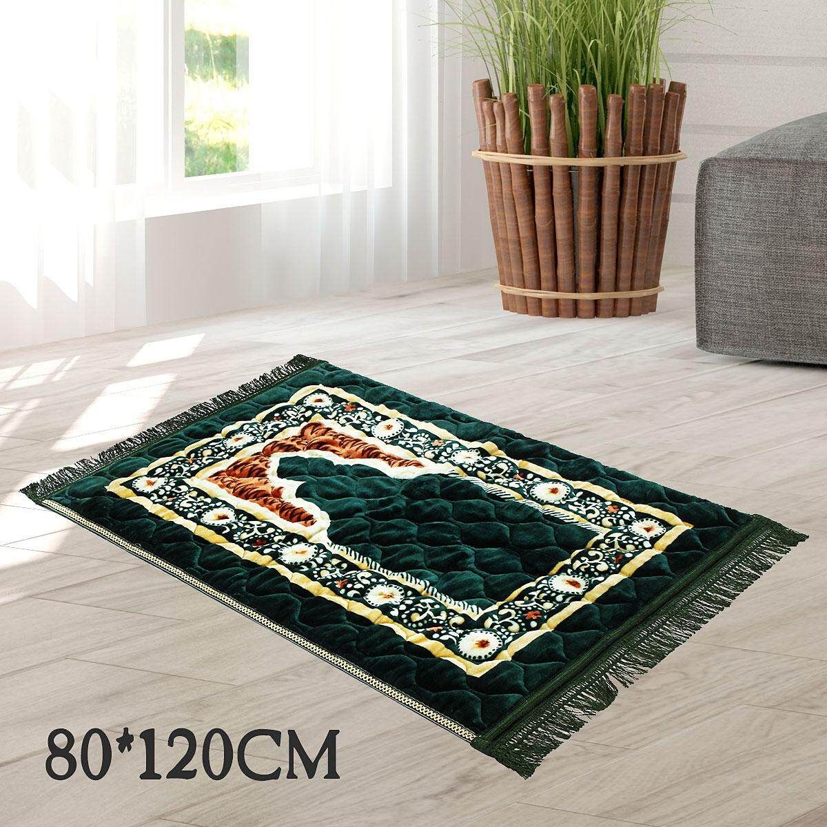 Prayer Rug Carpet Islamic Muslim Salah Meditation Mat Turkish Portable Green