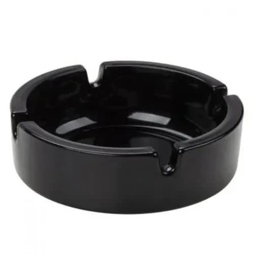 Round Glass Ashtray - Black