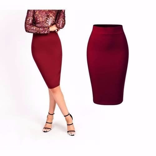 Ladies Midi Bodycon Skirt - Red