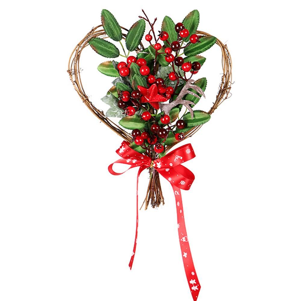 Christmas Garland Artificial Flower Wreath for Door Decors, Weddings, Parties, and Home Decorations, Red Satin Ribbon