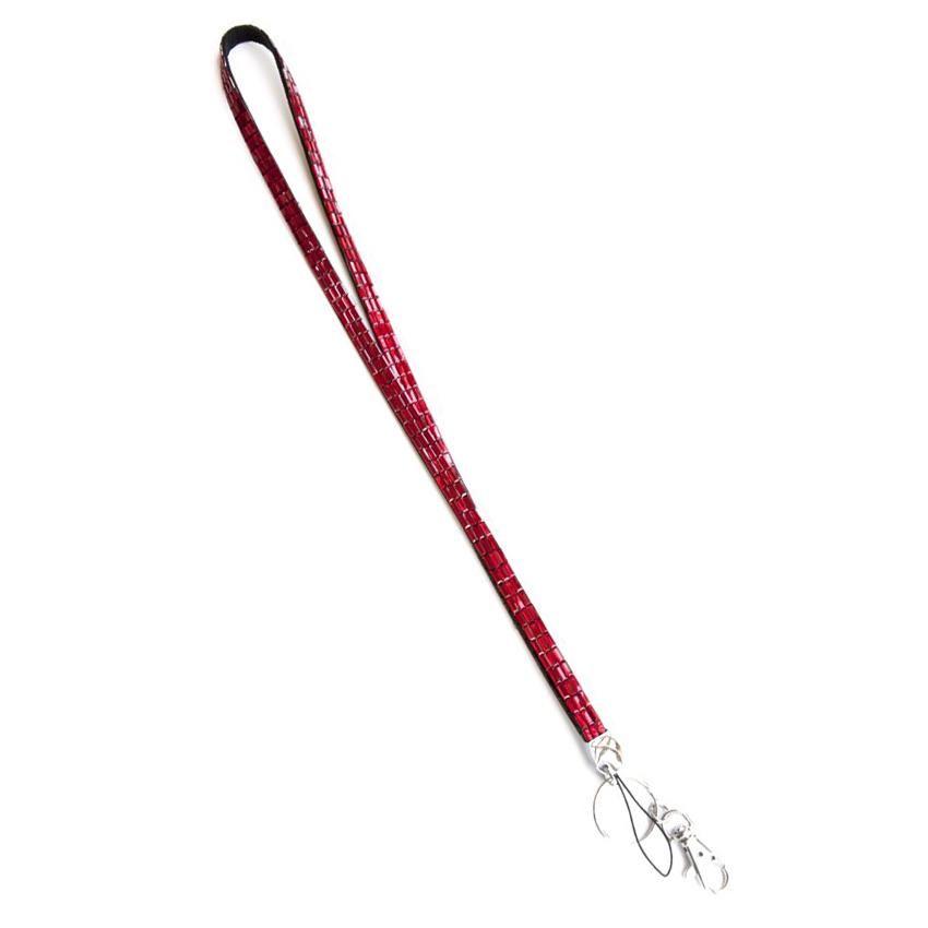 Colored Rhinestone Lanyards with ID Badge Holder & Key Chain Attached.-Big Red