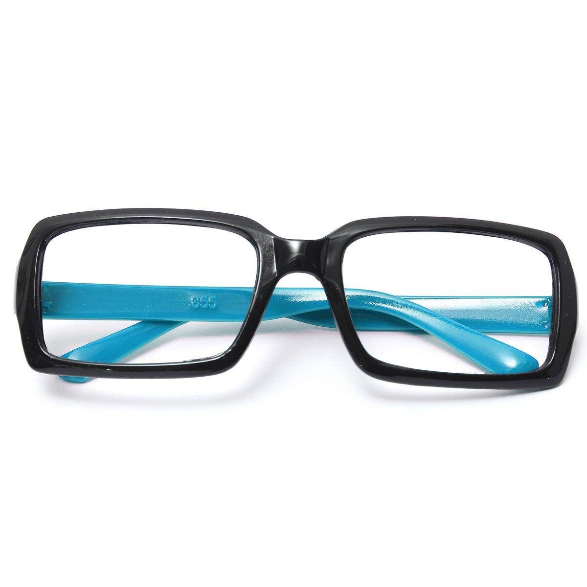 Fashion Square Lens-free Eyeglass Frame Multi-colored Optical Eyewear Men Women Bright Black And Blue Legs (without Lens)