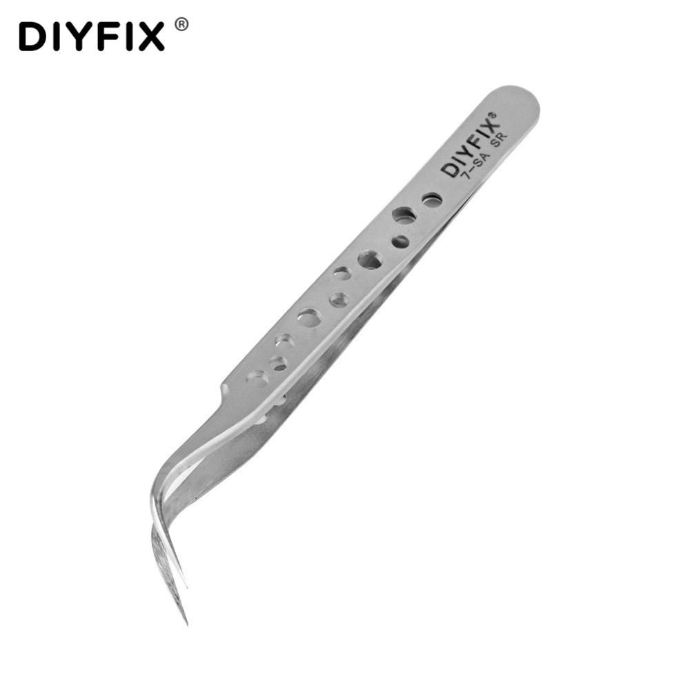 Electronics Industrial Tweezers Anti-static Curved Straight Tip Precision Stainless Forceps Phone Repair Hand Tools Sets-Bent