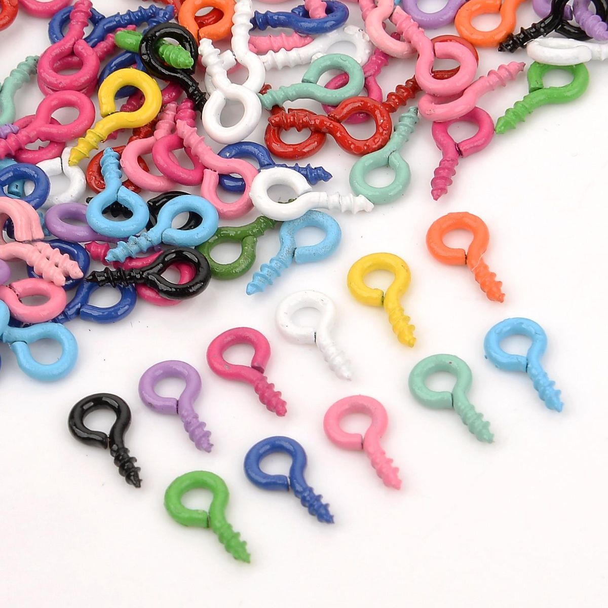 100Pcs Color Small Sheep Eyes Nail Screw Tiny Mini Eye Pins Hooks Eyelets for Beaded Pendant Screw Findings Jewelry Accessories