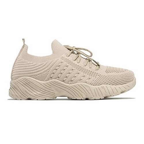 Minimalist Lace Up Mesh Running Shoes - Nude